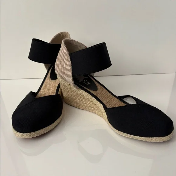 Ralph Lauren Black and Tan Espadrille Wedges - Picture 2 of 10
